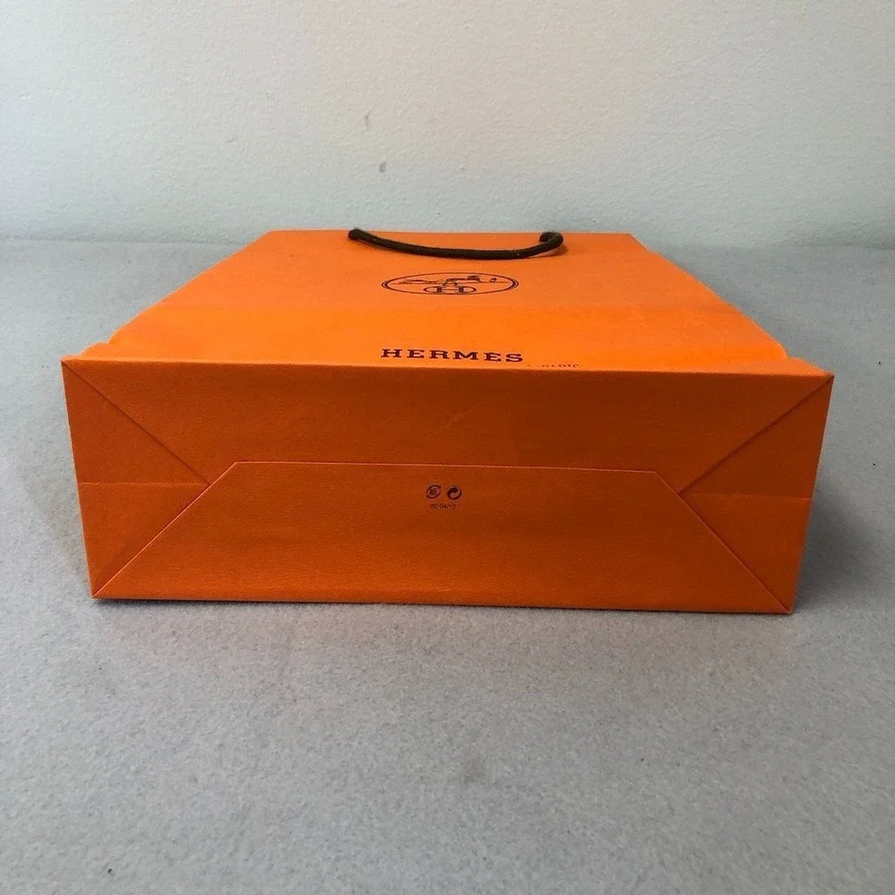 Hermes Authentic Orange Gift Paper Shopping Bag Medium Rectangle 16.5x11x4